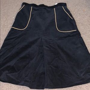 Corduroy black midi skirt